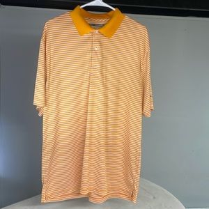 Greg Norman play Dry Large orange and white striped golf shirt